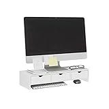 SoBuy BBF03-W Monitorerhöhung Monitorständer Bildschirmständer Schreibtischaufsatz mit Fächern und 3…