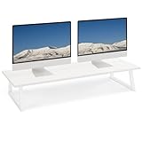TEAMIX Weiße Dual-Monitorerhöhung, 80 cm lang, Monitorständer, breiter TV-Ständer, weißer Monitorständer…