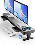 meatanty Dual-Monitorständer mit 4 einstellbaren Höhen, kabelloses Ladepad, 4 USB-Anschlüsse, Computer-Erhöhung…