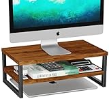 Ekisemio Monitorständer mit 2 Ebenen, Holz, Schreibtisch-Organizer für Laptop, Computer, iMac, PC, Drucker,…
