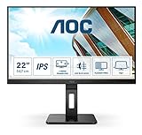 AOC 22P2Q - 22 Zoll FHD Monitor, höhenverstellbar (1920x1080, 75 Hz, VGA, DVI, HDMI, DisplayPort, USB…