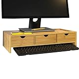 SoBuy BBF03-N Monitorerhöhung Monitorständer Bildschirmständer Schreibtischaufsatz mit Fächern und 3…