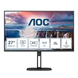 AOC 27V5C - 27 Zoll FHD Monitor, Lautsprecher, höhenverstellbar (1920x1080, 75 Hz, HDMI, DisplayPort,…