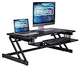 Rocelco Deluxe höhenverstellbarer Stehpult-Konverter | Quick Sit-Stand Up Dual Monitor Riser | Gasfeder…