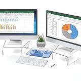 Monitorständer aus Acryl, Dual-Monitorständer mit verstellbarer Länge und Winkel, 3 Regale, Monitorständer…