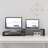 Dual-Monitor-Ständer mit 2 Ablagen, Bildschirmständer mit verstellbarer Länge und Winkel, Schreibtisch-Organizer…