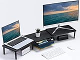 ETHU Dual-Monitor-Ständer, Doppelmonitor-Riser für Länge und Winkel verstellbarer Desktop-Monitor-Regalständer…