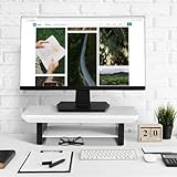 ROCDEER Weißer Monitorständer für den Schreibtisch, stabiler Bambus, 2 Etagen, Computer-Erhöhung für…