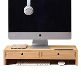 KIRIGEN Monitorständer aus Holz mit 2 Schubladen – Computer-Armerhöhung, Schreibtisch-Aufbewahrung,…