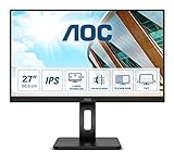 AOC 27P2Q - 27 Zoll FHD Monitor, höhenverstellbar (1920x1080, 75 Hz, VGA, DVI, HDMI, DisplayPort, USB…