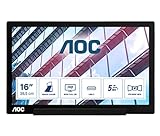 AOC I1601P - 16 Zoll tragbarer FHD USB-C Monitor, AutoPivot (1920x1080, 60 Hertz, USB-C) schwarz