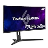 Viewsonic VX3418-2KPC 86,4 cm (34 Zoll) Curved Gaming Monitor (UWQHD, Adaptive Sync, 1 ms, 144 Hz, HDMI,…