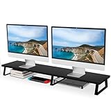 Aothia Großer Monitorständer mit Schublade,Wooden Dual Monitor Stand Riser,Bildschirmerhöhung,für Laptop/Computer/PC/TV,…