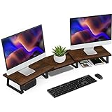 Aothia Dual-Monitorständer,Holz monitor ständer mit Verstellbare Länge und Winkel,Schreibtisch Regal…