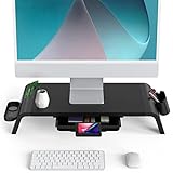 Fenge Monitorständer Bildschirmständer aus Holz für Monitor Laptop Fernseher,Monitor Stand mit Schublade,…
