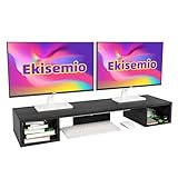 Ekisemio Erweiterter Dual-Monitor-Ständer für 2 Monitore, extra großer Stauraum mit 2 Seitenflächen,…
