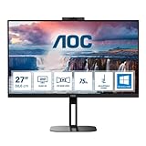 AOC Q27V5CW - 27 Zoll QHD Monitor, Webcam, Lautsprecher, höhenverstellbar (2560x1440, 75 Hz, HDMI, DisplayPort,…