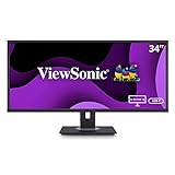 Viewsonic VG3456 86,6 cm (34 Zoll) Büro Monitor (UWQHD, HDMI, DP, RJ45 Ethernet, USB C, Höhenverstellbar,…