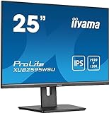 iiyama ProLite XUB2595WSU-B5 63,36cm 25" IPS LED-Monitor 16:10 VGA HDMI DP USB2.0 Slim-Line Höhenverstellung…