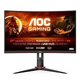 AOC Gaming C27G2ZU - 27 Zoll FHD Curved Monitor, 240 Hz, 0.5ms, FreeSync Premium (1920x1080, HDMI, DisplayPort,…