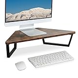 TEAMIX 66 cm dreieckiger Monitorständer Erhöhung, Desktop-Eckregal mit Metallbeinen, Holz, Computerständer…