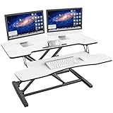 HumanTeck Sitz Steh Schreibtisch, 36 Zoll Höhenverstellbarer Schreibtischaufsatz mit Abnehmbarer Tastaturablage,…