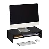 Relaxdays Monitorständer, Zusatzablage, HxBxT: 14,5 x 54 x 25,5 cm, Bildschirmerhöhung für Schreibtisch,…