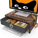 Monitorständer mit Schublade, 38,1 cm (15 Zoll), 2 Etagen, Holz, Computerständer für Desktop-Monitor,…