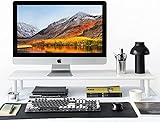 ROCDEER Weißer Dual-Monitorständer Erhöhung, unterer Stauraum für Schreibtisch, Bürobedarf, und unterstützt…