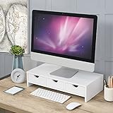 [en.casa] Monitorständer Ruovesi mit 3 Schubladen Monitorerhöhung für Laptop Bildschirme Unterbau bis…