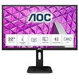AOC 22P1 - 22 Zoll FHD Monitor, höhenverstellbar (1920x1080, 60 Hz, VGA, DVI, HDMI, DisplayPort, USB…