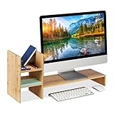 Relaxdays Monitorständer Bambus, Bildschirmerhöhung für Schreibtisch, HBT: 30 x 67 x 20 cm, ergonomisch,…