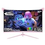 FYHXele Pink Monitor 27 Zoll Curved Gaming Monitor 165Hz - Unterstützung von 144Hz 1800R 1ms 2560x1440P…