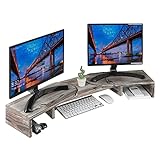 J JACKCUBE DESIGN MK547A Monitorständer aus Holz mit verstellbarem Winkelerhöhung, 2 Monitoren, Büroschreibtisch-Organizer,…