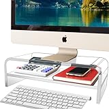 TINOMAR Monitorständer aus Acryl, 2 Etagen, Computer-Monitorständer Riser für iMac, PC, Desktop, Drucker…