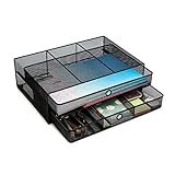 EXERZ Monitorständer mit Schubladen – 2-in-1-Schreibtisch-Organizer aus Mesh-Draht – Computer-Monitorständer,…