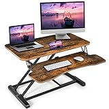COSTWAY höhenverstellbarerer Sitz-Steh-Schreibtisch mit Tastaturablage und Tablet-Halter, Tischaufsatz…