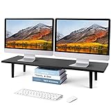LOTEYIKE Doppelter Monitorständer für 2 Monitore, große Monitorerhöhung mit verstellbarer Länge, Schreibtischregal,…